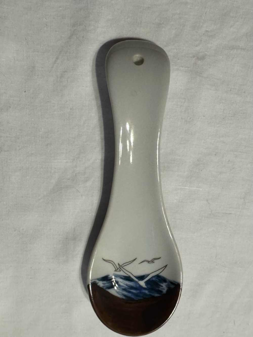 80s Otagiri Spoon Rest SEAGULLS Stoneware Vintage 9" Japan Coastal Kitchen 1980s